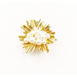 18kt Yellow Gold and Pearl Textured Matchstick Brooch/Pendant.