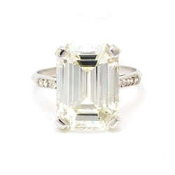 Ladies 8.40 Carat Emerald Cut Diamond Platinum Ring