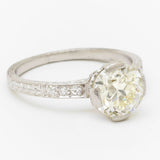 Art Deco 1.75 Carat European Cut Diamond Platinum Ring. Art Deco