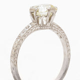 Art Deco 1.75 Carat European Cut Diamond Platinum Ring. Art Deco