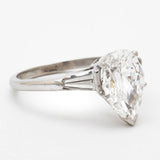 2.55 Carat Pear Shaped Diamond and Platinum Ring