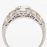 Vintage 0.95 Carat European Cut Diamond Platinum Ring
