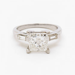 Ladies 1.87 Carat Princess Cut Diamond Platinum Ring