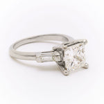 Ladies 1.87 Carat Princess Cut Diamond Platinum Ring
