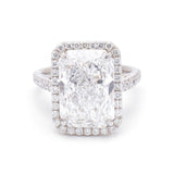 5.10 Carat Radiant Cut Diamond Platinum Halo Set Ring