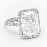 5.10 Carat Radiant Cut Diamond Platinum Halo Set Ring