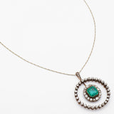 Victorian Green Emerald & Old-Mine Cut Diamond Pendant