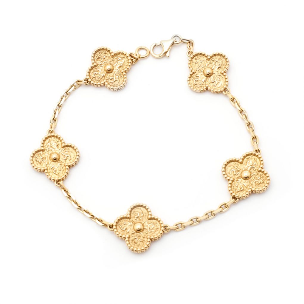 Van Rajak Van Cleef & Arpels Alhambra 5 Motif Yellow Gold Bracelet – Van Rijk
