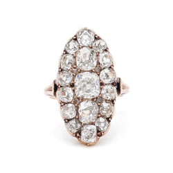 Victorian Old-Mine Cut Diamond Cluster Rose Gold Ring