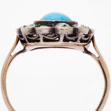 Victorian Oval Turquoise & Old-Mine Cut Diamond Cluster Ring