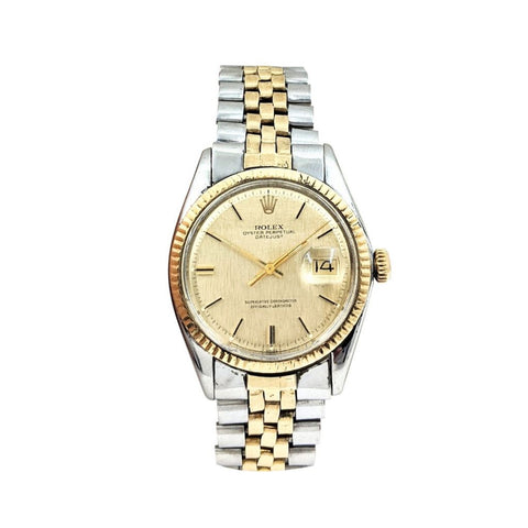 Vintage Two Tone Rolex Datejust Pie Pan Linen Dial