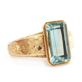 Ladies Vintage Aquamarine & Yellow Gold Hinged Bangle