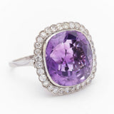Vintage Edwardian 35.00 Carat Amethyst & Diamond Ring