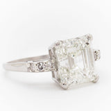 Edwardian 5.11 Carat Carré Cut Diamond & Platinum Ring