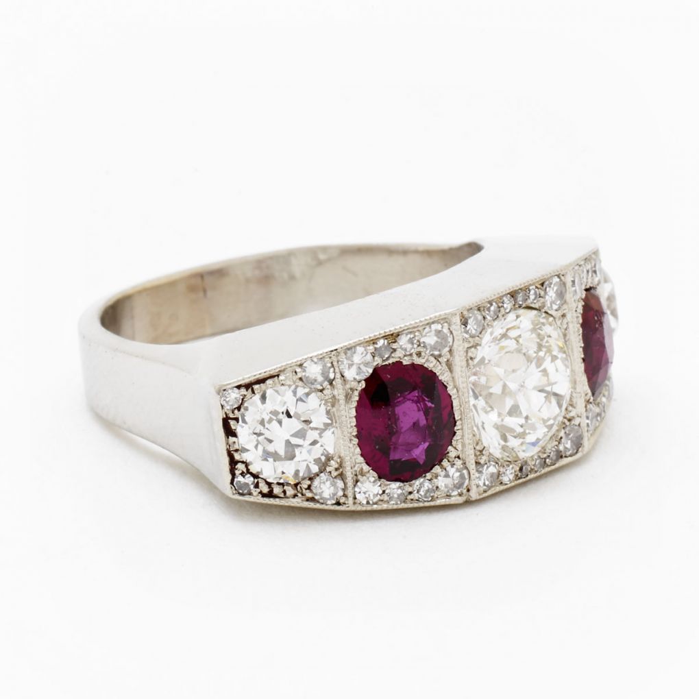 Vintage 1.30 Carat European Cut Diamond and Ruby Ring | Van Rijk Estate ...