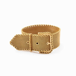 Vintage 18 Karat Yellow Gold Mesh Belt Buckle Bracelet