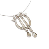 Victorian Large Old Mine Cut Diamond & Natural Pearl Bow Pendant